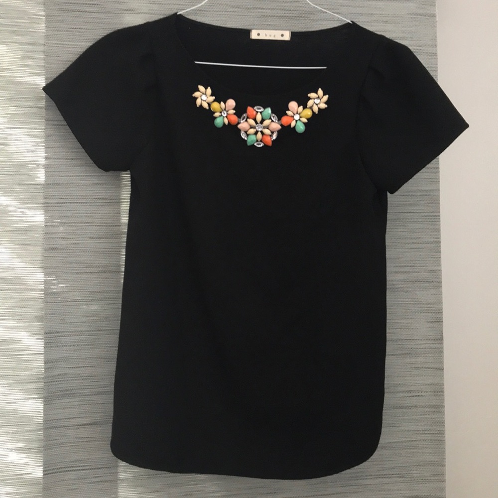 Black Jeweled Top/ Blouse